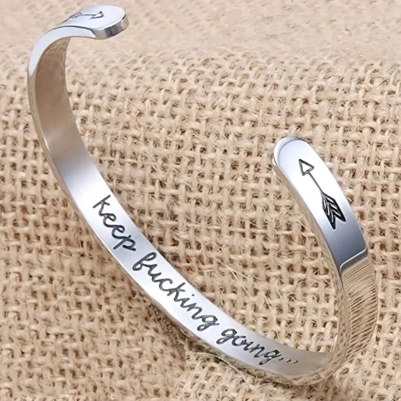 Inspirational Silver Cuff Bracelet - Picture 5 of 6
